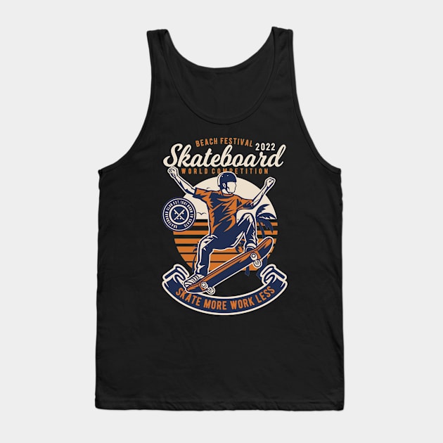 Skateboard Beach, Vintage Retro Classic Tank Top by CoApparel